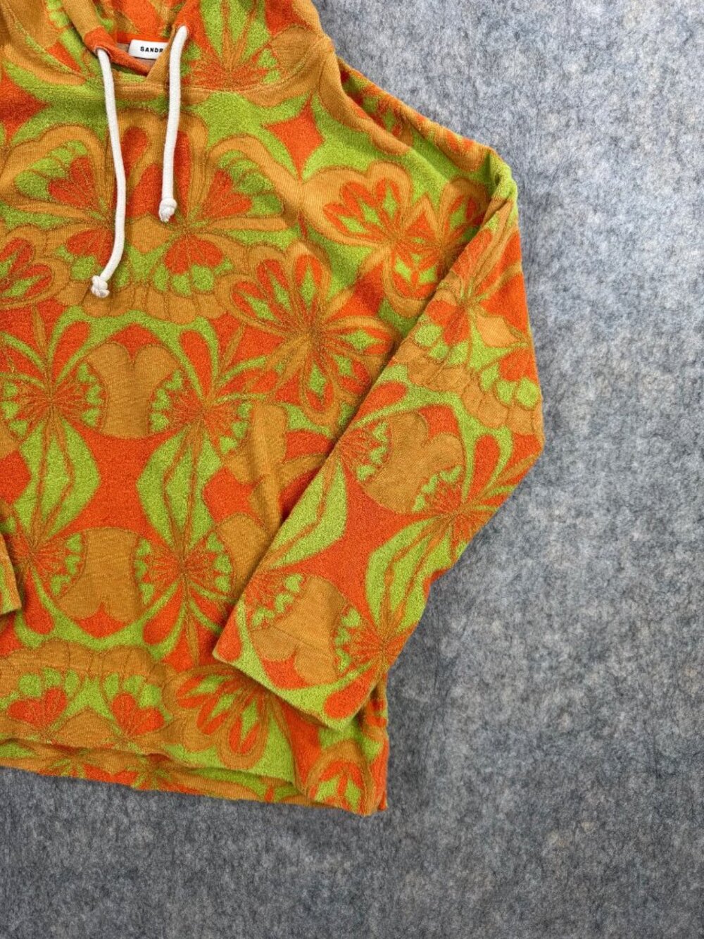 Sandro Mens Psyche Floral Hoodie Sz M Terrycloth - Picture 4 of 13
